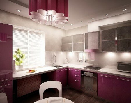 Дизайн кухни, Цвет в интерьере, Цвет в дизайне кухни, Фиолетовый цвет